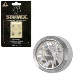 Birthstone Studs Large Bezel S/S April Crystal